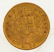 King Vittorio Emanuele II, 20 Lire gold 1877 & 1882; Mintmarks R on reverse. (2).&nbsp; - 3