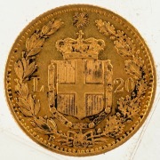 King Vittorio Emanuele II, 20 Lire gold 1882; Mintmark R&nbsp;on reverse. - 2