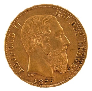 King Leopold II, Twenty Francs gold, 1877.