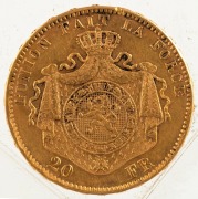 King Leopold II, Twenty Francs gold, 1877. - 2