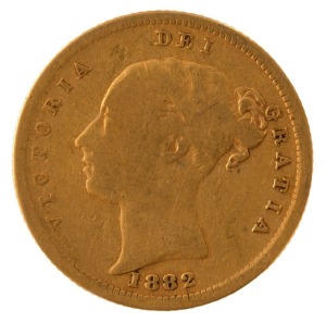 Half Sovereign, Queen Victoria Young Head, 1882 Shield reverse, Melbourne Mint, G.