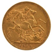 &nbsp;1900 Sovereign, Veiled head, St. George reverse, VF.