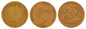 Half Sovereigns, 1817 George III, 1859 Victoria Young Head & 1893 Veiled head, (3) F/VF.