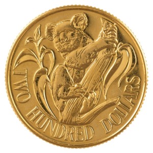 TWO HUNDRED DOLLARS, 1980 $200 gold Koala, uncirculated; in plastic pouch of issue.