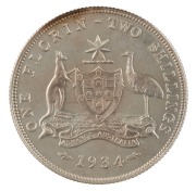 GEORGE V, 1934 Florin, PROOF. An extremely lovely example of this rare proof.