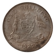 A 1925 set of coins of a very high standard; the&nbsp;Halfpenny: brown uncirculated; the&nbsp;Penny: brown uncirculated; the&nbsp;Threepence,&nbsp;brilliant but baggy; unc.; the&nbsp;Sixpence,&nbsp;uncirculated to choice uncirculated; the&nbsp;Shilling: choice uncirculated; and the&nbsp;Florin, - 3