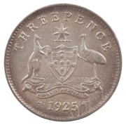 A 1925 set of coins of a very high standard; the&nbsp;Halfpenny: brown uncirculated; the&nbsp;Penny: brown uncirculated; the&nbsp;Threepence,&nbsp;brilliant but baggy; unc.; the&nbsp;Sixpence,&nbsp;uncirculated to choice uncirculated; the&nbsp;Shilling: choice uncirculated; and the&nbsp;Florin, - 6