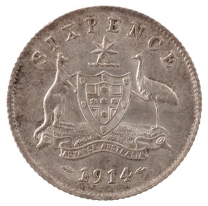 GEORGE V 1914, Sixpence, Gem uncirculated. A lovely example; very tough in this high grade.
