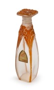 JULIEN VIARD&nbsp;French Art Nouveau glass perfume bottle with brown patinated finish, 13cm high