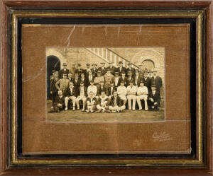 COLLINGWOOD CRICKET CLUB, team photograph, titled "Collingwood Cricket Club, Easter, 1920", showing Jack Ryder as captain, framed & glazed, overall 30x24cm. {Also see two Collingwood Footballers Cricket Club team photographs under Football section}.