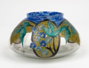 A French Art Deco vase with enamel floral decoration, circa 1920s, signed (illegible), with cross of Lorraine, 8.5cm high, 15.5cm wide - 3