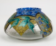 A French Art Deco vase with enamel floral decoration, circa 1920s, signed (illegible), with cross of Lorraine, 8.5cm high, 15.5cm wide - 4