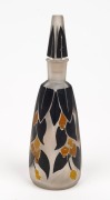 An antique French frosted glass perfume bottle with hand-painted enamel finish, early 20th century, monogram mark to side, 16.5cm high - 2
