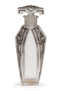 MAVIS VIVAUDOU "LADY MASY" French Art Nouveau&nbsp;glass perfume bottle with dragonfly decoration and original grey patinated finish, circa 1915, 12.5cm high
