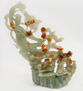 A Chinese carved jadeite ornament, 20th century, ​​​​​​​34cm high