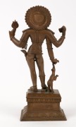 An antique Indian cast bronze statue of a standing nude male figure adorned with a snake, 19th century, 22cm high - 3