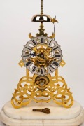 EVANS OF HANSWORTH antique English skeleton clock with scroll frames, six spoke wheel work, chain fusee passing strike time only movement with half deadbeat escapement, ebony pendulum rod, cylindrical temperature compensating pewter bob, under glass dome - 2