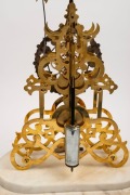 EVANS OF HANSWORTH antique English skeleton clock with scroll frames, six spoke wheel work, chain fusee passing strike time only movement with half deadbeat escapement, ebony pendulum rod, cylindrical temperature compensating pewter bob, under glass dome - 4