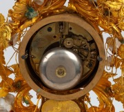 A stunning antique French mantle clock in glass dome, with floral porcelain&nbsp;and gold&nbsp; leaf decoration, 8 day time and bell striking movement, 19th century, 55cm high. - 5