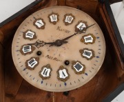 An antique Continental vineyard clock in shaped ebonized wall mounted case, 19th century 62cm high - 2