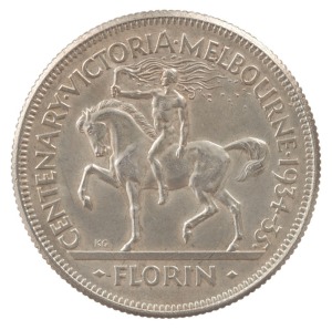 GEORGE V, 1934-35 Victorian Centenary florin, brushed; else EF.