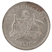 EDWARD VII, 1910 Threepence, uncirculated.
