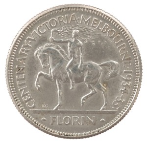 GEORGE V, 1934-35 Victorian Centenary florin, aEF.