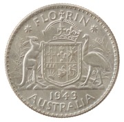 GEORGE VI, 1943S florin, uncirculated.