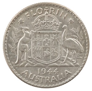 GEORGE VI, 1944S florin, uncirculated.