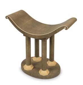 JULES LELEU "TABOURET CURULE STOOL" fine French Art Deco style seat finished in shagreen and bone, designed in 1925-1927, 59cm high, 65cm wide