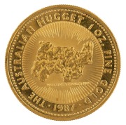 1987 $100 "Welcome Stranger" 1oz gold proof from the Famous Nugget Series.