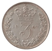 VICTORIA, 1869 Threepence, Unc.