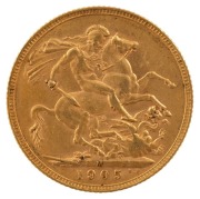 1905 Sovereign, Edward VII, St. George reverse, Melbourne, EF.