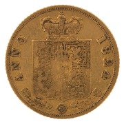 GEORGE IV, 1824 Half Sovereign, F.