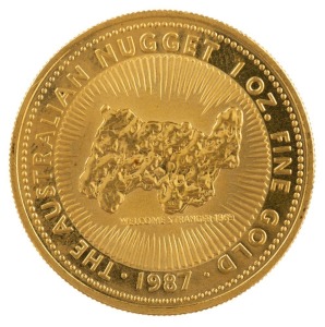 1987 $100 "Welcome Stranger" 1oz gold proof from the Famous Nugget Series.
