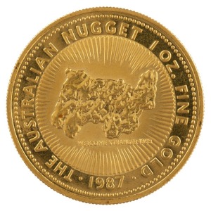 1987 $100 "Welcome Stranger" 1oz gold proof from the Famous Nugget Series.