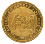 1987 $100 "Welcome Stranger" 1oz gold proof from the Famous Nugget Series.