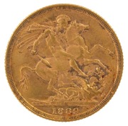 1889 Sovereign, Jubilee head, St. George reverse, Sydney, VF.