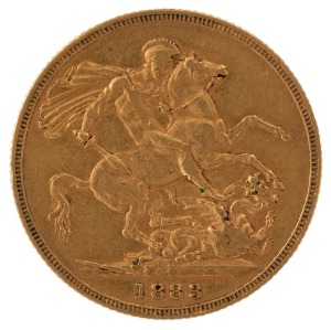 1883 Sovereign, Young head, St. George reverse, Melbourne, VF.