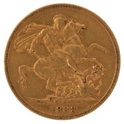 1883 Sovereign, Young head, St. George reverse, Melbourne, VF.