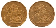 1900 & 1901 Sovereigns, Veiled head, St. George reverse, Sydney, (2), VF/EF.