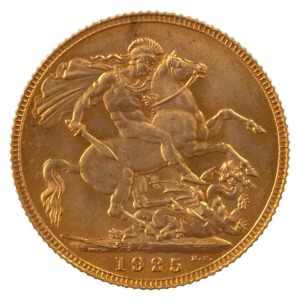 1925 Sovereign, George V, St. George reverse, Unc.