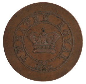 IRELAND: "Theatre Royal" (Dublin), circa 1790, copper (37mm), uniface; unpierced.