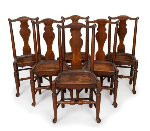 Set of six antique West Country elm chairs, 18th/19th century, 98cm high, 48cm across the seat