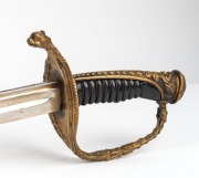 An antique French M1854 Navy sword engraved Coulaux, Klingenthal, with scabbard, 19th century, 90cm long - 2