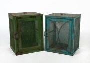 Two antique green metal food safes, 19th/20th century, 45cm high