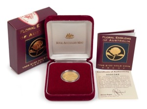 1995 $100 Waratah, gold Proof in RAM box of issue.