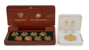 THE SYDNEY 2000 OLYMPIC $100 GOLD COIN collection of 8 coins in a gold-embossed Jarrah timber case; accompanied by the separately cased subscribers medallion. - 2