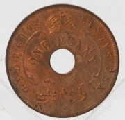 BRITISH WEST AFRICA 1956 One Penny Mule, GEORGE VI obverse; (ELIZABETH II) 1956 reverse, Uncirculated. - 2