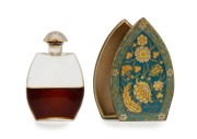 MURY&nbsp;French glass perfume bottle in attractive original card box, bottle branded "MADE IN FRANCE", 9.5cm high
